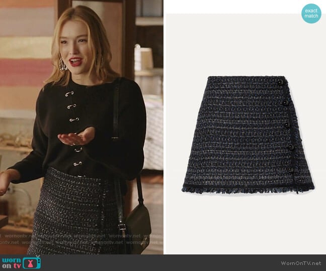 Mirabelle Tweed Miniskirt by Veronica Beard worn by Kirby Anders (Maddison Brown) on Dynasty