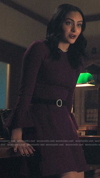 Veronica’s purple bell sleeve dress on Riverdale