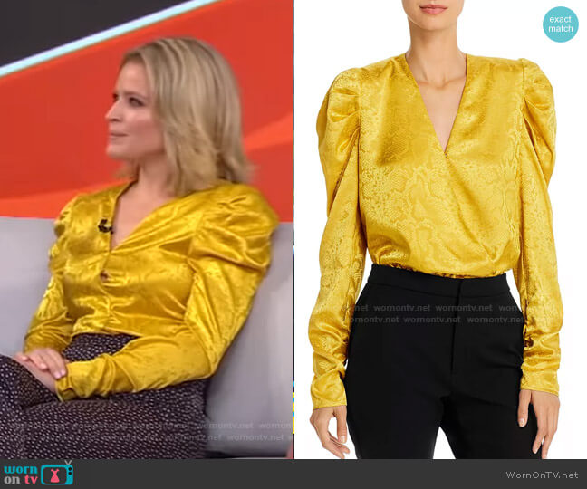 Sav Puff-Sleeve Bodysuit by Wayf worn by Sara Haines on Good Morning America