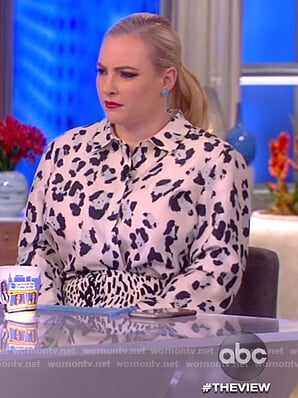 Meghan’s white leopard print blouse and skirt on The View