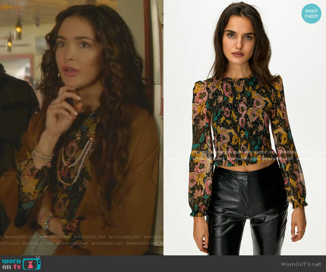 WornOnTV: Bess’s black floral smocked top on Nancy Drew | Maddison ...