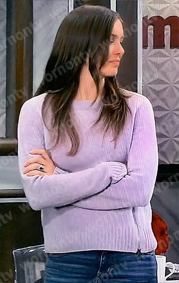 Willow’s purple side zip sweater on General Hospital