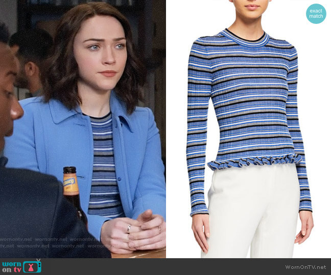 Cara’s striped sweater on God Friended Me