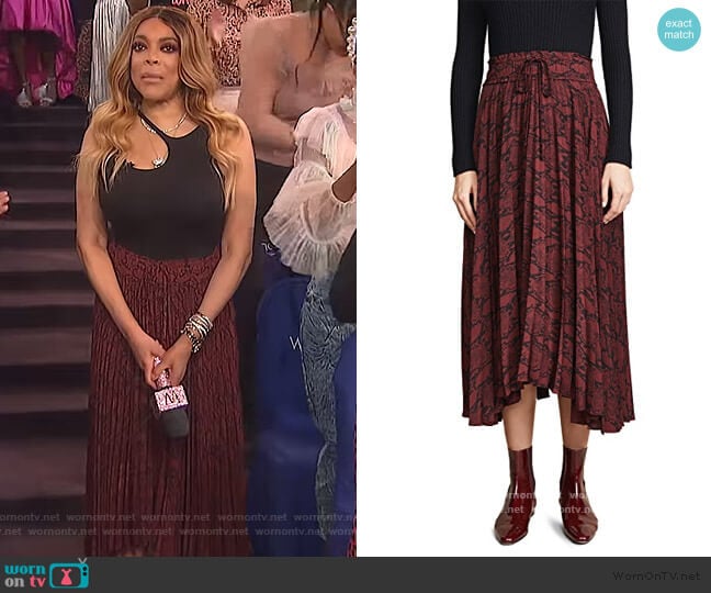 Maya Skirt by A.L.C. worn by Wendy Williams on The Wendy Williams Show