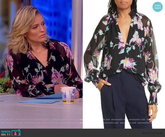 Venetia Floral Silk Blouse by A.L.C. worn by Sara Haines on The View