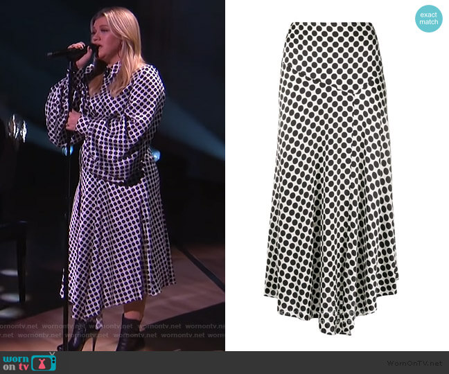 Polka Dot Asymmetric Skirt by Alexandre Vauthier worn by Kelly Clarkson on The Kelly Clarkson Show