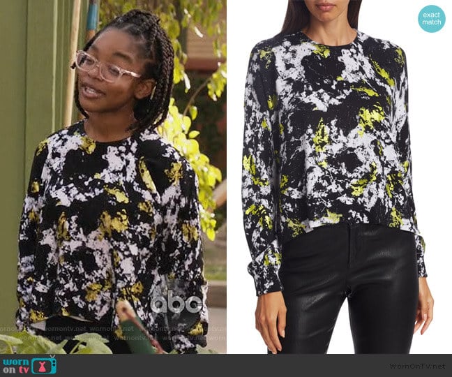 Quintin Printed Pullover by Alice + Olivia worn by Diane Johnson (Marsai Martin) on Black-ish