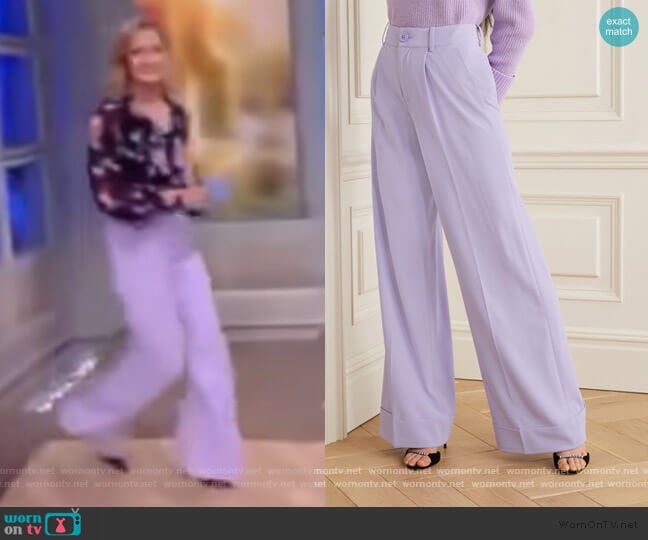 Tomasa crepe wide-leg pants by Alice + Olivia worn by Sara Haines on The View