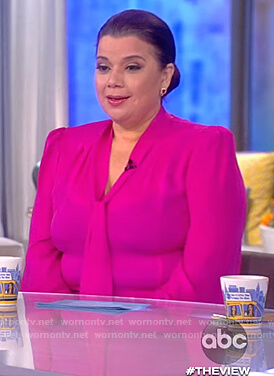 Ana’s pink tie neck blouse on The View