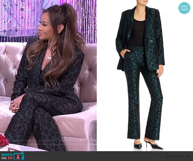 Madeleine Double-Breasted Jacquard Blazer and Pants by Anine Bing worn by Adrienne Houghton on The Real