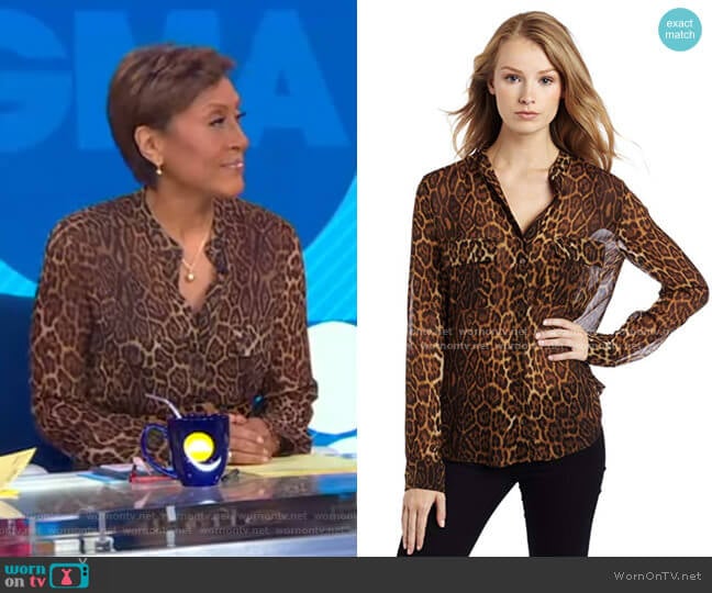 Anderson Leopard Blouse With Cargo Pockets by Bcbgmaxazria worn by Robin Roberts on Good Morning America