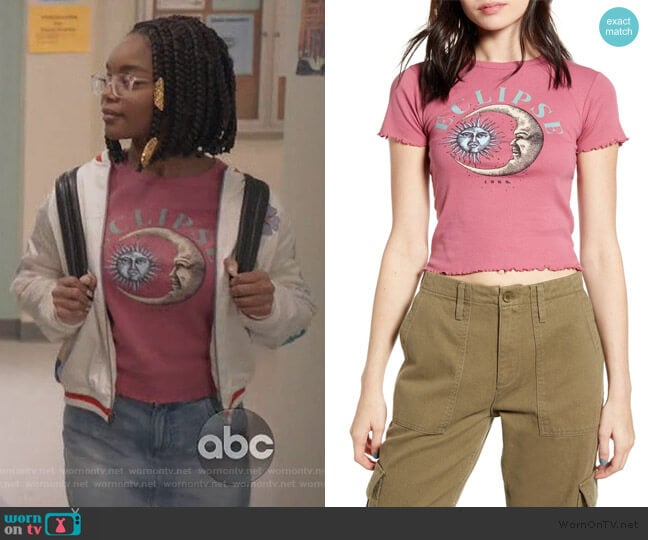 Eclipse Lettuce Edge Tee by BDG worn by Diane Johnson (Marsai Martin) on Black-ish