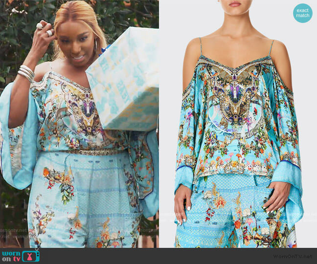 Cold-Shoulder Printed Flare-Sleeve Top and Pants by Camilla worn by Nene Leakes on The Real Housewives of Atlanta