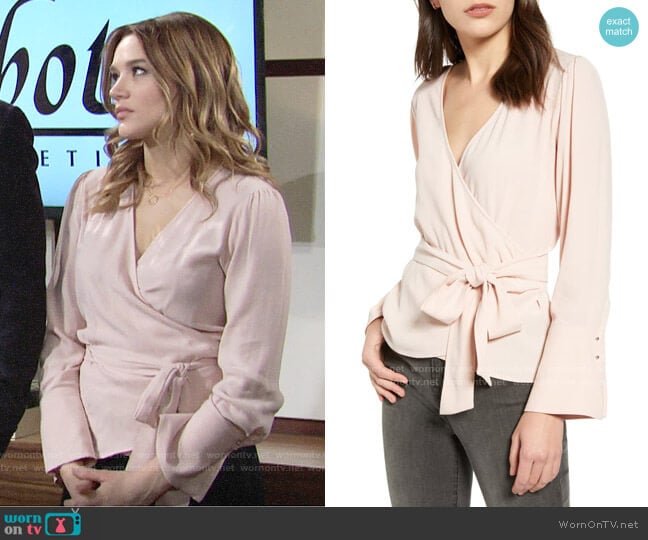 Chelsea28 Long Sleeve Wrap Blouse worn by Summer Newman (Hunter King) on The Young and the Restless