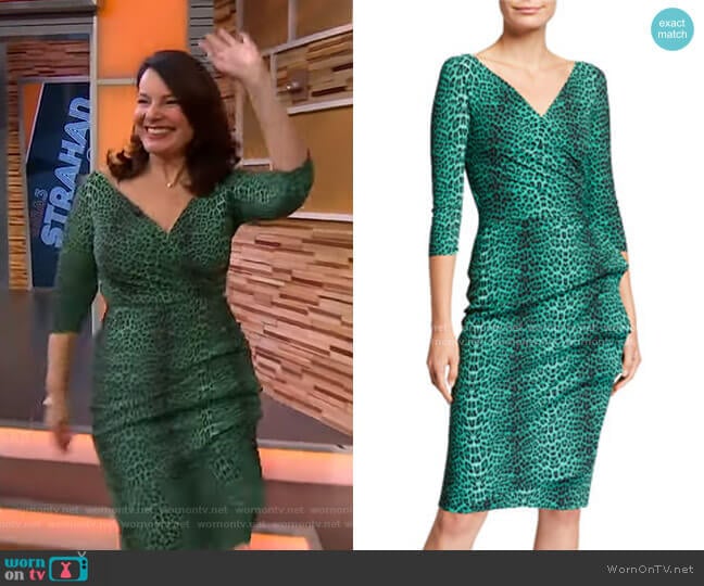 Animal-Print Ruched Cocktail Dress by Chiara Boni La Petite Robe worn by Fran Drescher on GMA