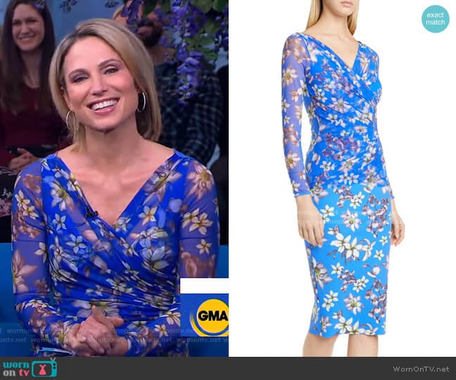 Shana Long Sleeve Cocktail Dress by Chiara Boni La Petite Robe worn by Amy Robach on Good Morning America