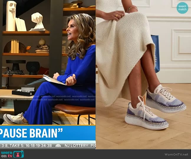 Chloe Nama Platform Sneaker in Cosmic Blue worn by Maria Shriver on Today