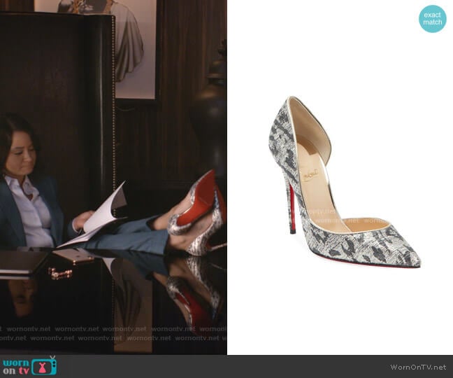 Iriza Metallic Leopard Red Sole Pumps by Christian Louboutin worn by Rhyon Nicole Brown on Empire