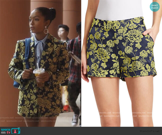 Elaine Brocade Shorts by Cinq a Sept worn by Zoey Johnson (Yara Shahidi) on Grown-ish