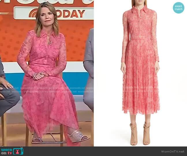 WornOnTV: Savannah’s pink lace shirtdress on Today | Savannah Guthrie ...