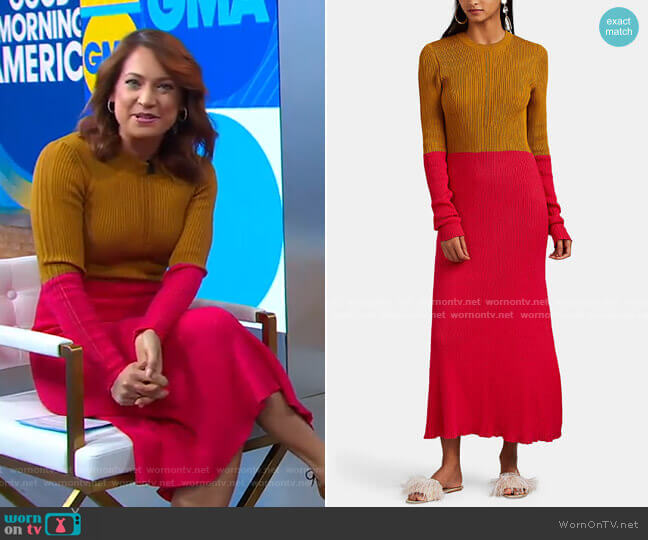 WornOnTV: Ginger’s colorblock ribbed dress on Good Morning America ...