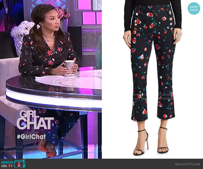 Floral High-Rise Cropped Pants by Derek Lam 10 Crosby worn by Jeannie Mai on The Real