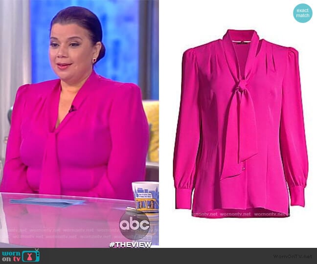 Percy Tie Silk Blouse by Elie Tahari worn by Ana Navarro on The View