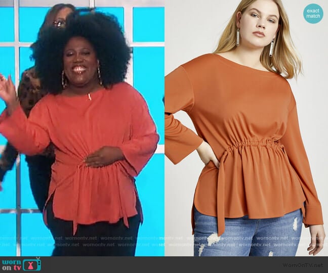 Adjustable Waistband Top by Eloquii worn by Sheryl Underwood on The Talk