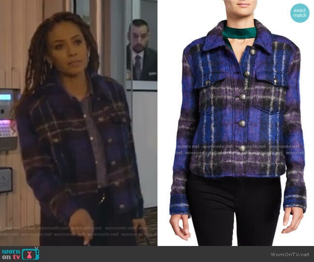 Emmons Plaid Wool-Blend Jacket by Veronica Beard worn by Teri Brooks-Lyon (Meta Golding) on Empire