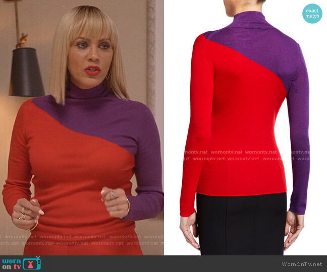 Colorblock Rib-Knit Turtleneck Sweater by Emporio Armani  worn by Giselle (Nicole Ari Parker) on Empire