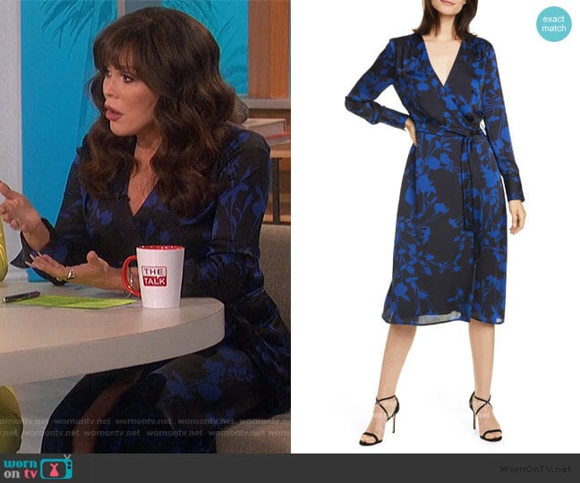 Cherylene Floral Long Sleeve Wrap Dress by Equipment worn by Marie Osmond on The Talk