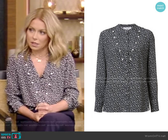 Floral Pearl Blouse by Altuzarra worn by Kelly Ripa on Live with Kelly and Mark