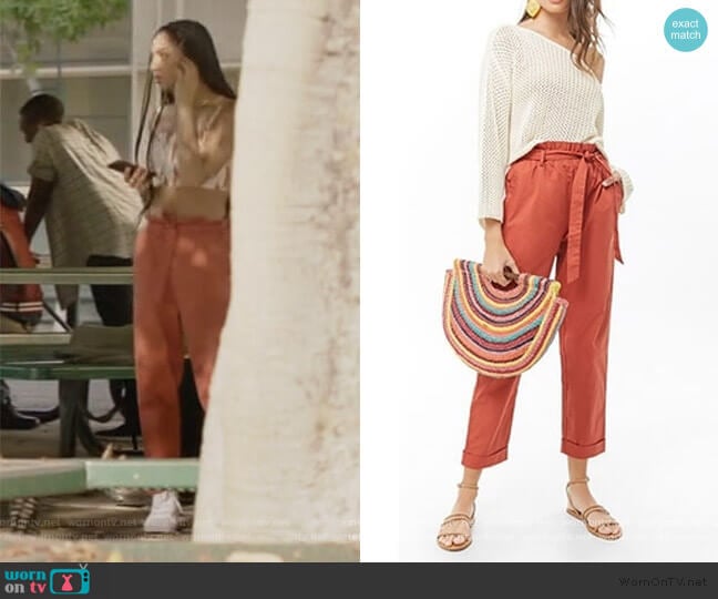 Belted Paperbag Pants by Forever 21 worn by Patience (Chelsea Tavares) on All American