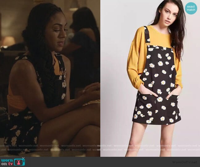 Floral Dungare Dress by Forever 21 worn by Patience (Chelsea Tavares) on All American