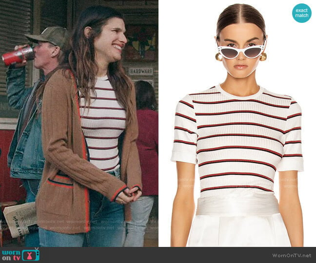 WornOnTV: Rio’s striped top and tan cardigan on Bless This Mess | Lake ...