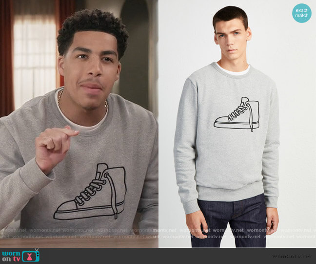 Sneaker Sweatshirt by French Connection worn by Andre Johnson Jr (Marcus Scribner) on Black-ish