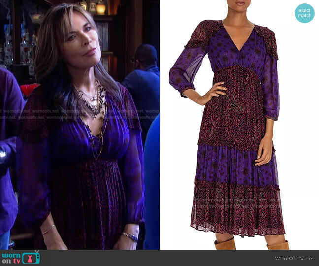 ba&sh Gypsie Mixed-Print Midi Dress worn by Kate Roberts (Lauren Koslow) on Days of our Lives