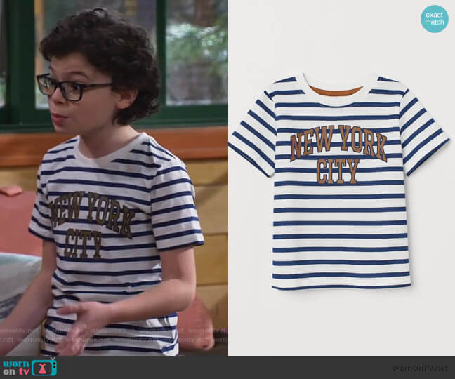 T-shirt with Printed Design by H&M worn by Matteo Silva (Raphael Alejandro) on Bunkd