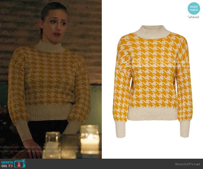 Only Houndstooth High Neck Sweater worn by Betty Cooper (Lili Reinhart) on Riverdale