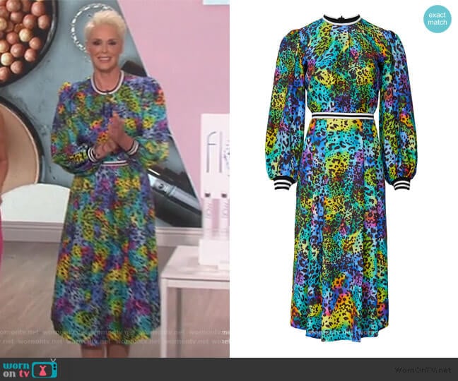 Leopard Casper Dress by Hunter Bell worn by Brigitte Nielsen on The Talk