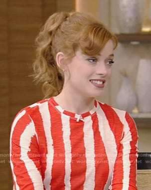 Jane Levy’s red and white stripe top on Live with Kelly and Ryan