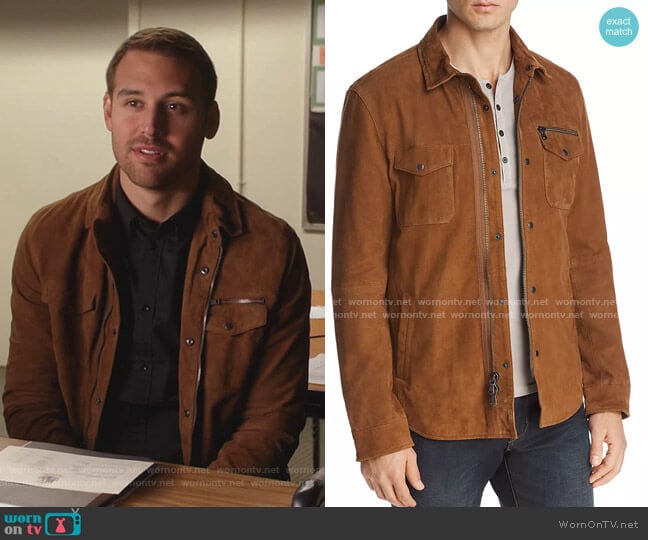 Camel Shilo Suede Jacket by John Varvatos Star USA worn by Ryan Guzman on  9-1-1