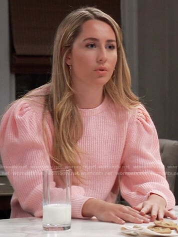 Josslyn’s pink puff sleeve sweater on General Hospital