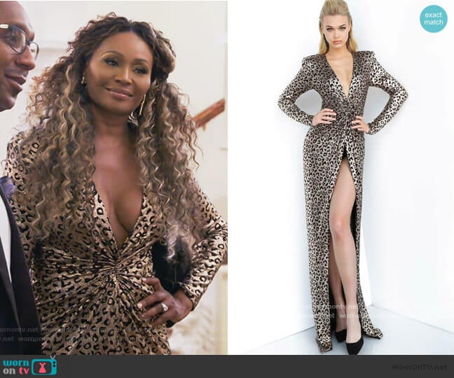 Print Ruched Bodice Prom 3171 Dress by Jovani  worn by Cynthia Bailey on The Real Housewives of Atlanta