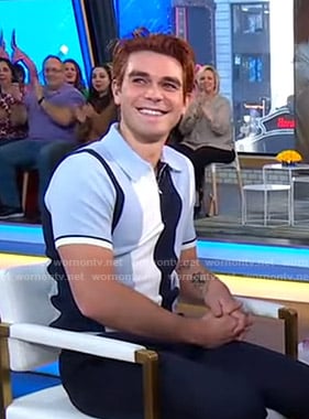 KJ Apa’s blue striped polo on Good Morning America