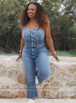 Kandi's denim jumpsuit on The Real Housewives of Atlanta