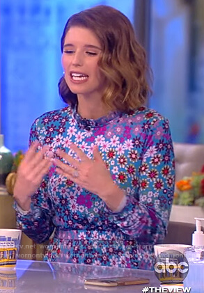 Katherine Schwarzenegger’s blue floral dress on The View