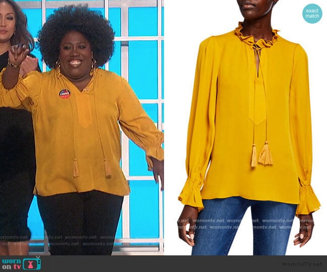 WornOnTV: Sheryl’s yellow tassel tie blouse on The Talk | Sheryl ...