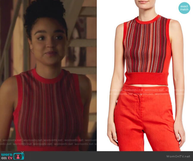 Lisse Striped Crop Tank Top by Rag & Bone worn by Kat Edison (Aisha Dee) on The Bold Type