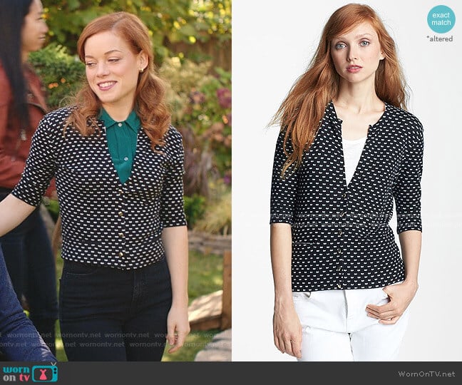 Vivie Print Cardigan by Marc by Marc Jacobs worn by Zoey Clarke (Jane Levy) on Zoeys Extraordinary Playlist